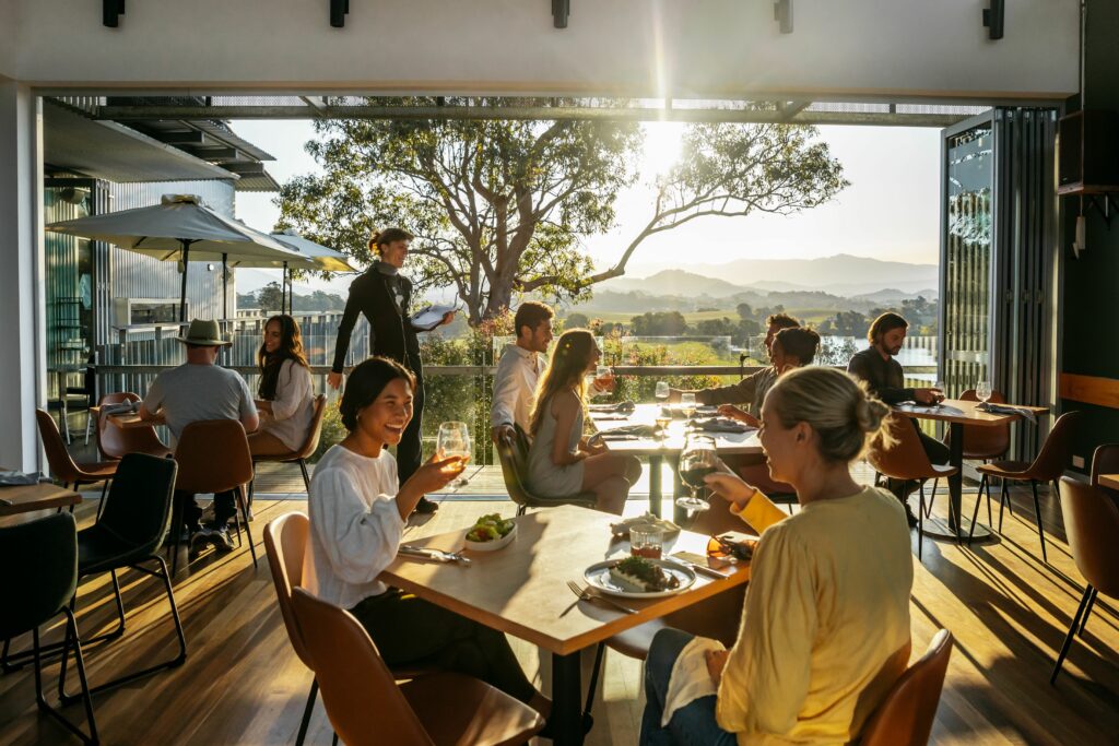 People dining at Apex Dining housed in the Tweed Regional Gallery